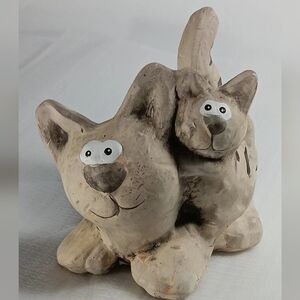 Cute Kitsch Cat and Kitten Figurine